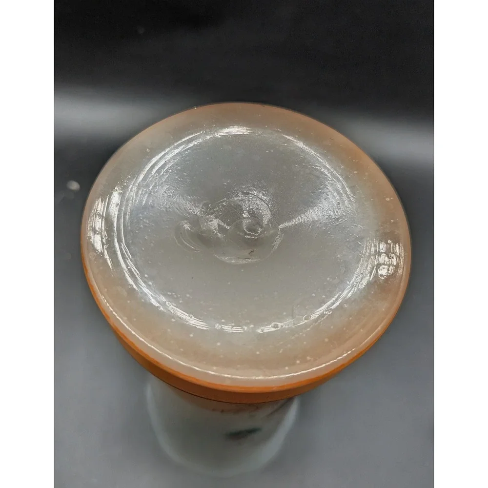 Antique Bristol Glass Vase Hand Painted Floral Frosted Scalloped Rim Peach White